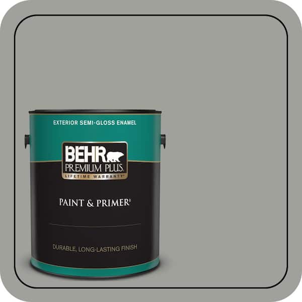 BEHR PREMIUM PLUS 1 gal. #MQ6-22 Gateway Gray Semi-Gloss Enamel Exterior Paint & Primer