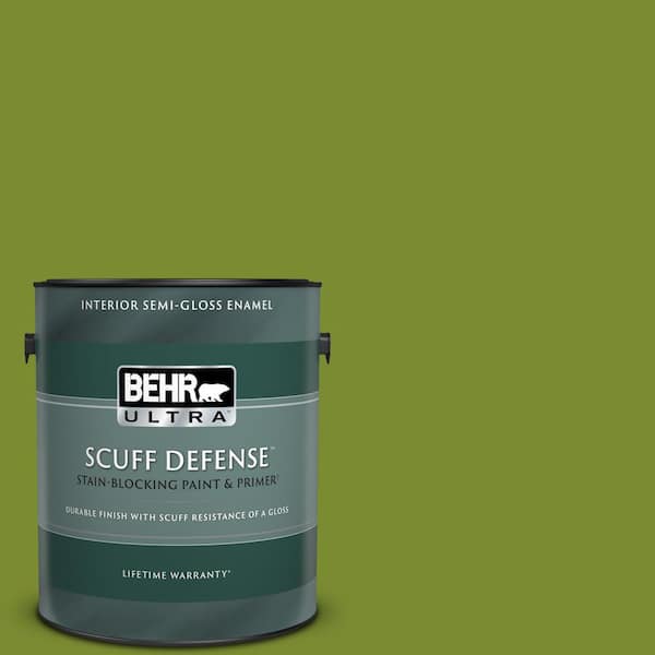 BEHR ULTRA 1 gal. #P360-7 Sassy Grass Extra Durable Semi-Gloss Enamel Interior Paint & Primer