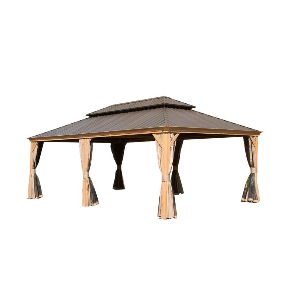 14 ft. x 22 ft. Wood-Look Outdoor Hardtop Gazebo with Aluminum Frame and Galvanized Steel Roof price history on PriceWatchPro