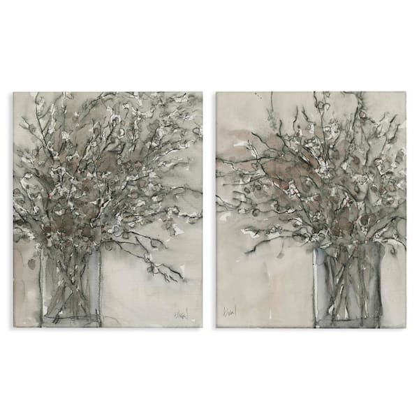 Stupell Industries Charcoal Sketched Vase by Samuel Dixon 2 Pieces Unframed Nature Graphic Art Print 30 in. x 24 in.