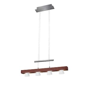 69 in. 4-Light 20-Watt Brown and Silver Burlington Integrated LED Pendant