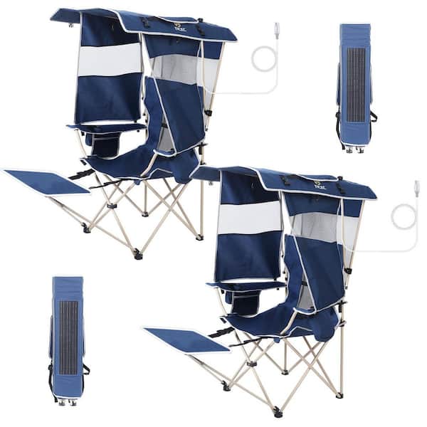 Unbranded Camping Chair, Chair with Canopy, Chair with Shade, Beach Chair w/ 30-Watt Solar Panels,Removable Footrest&Canopy 2 Navy