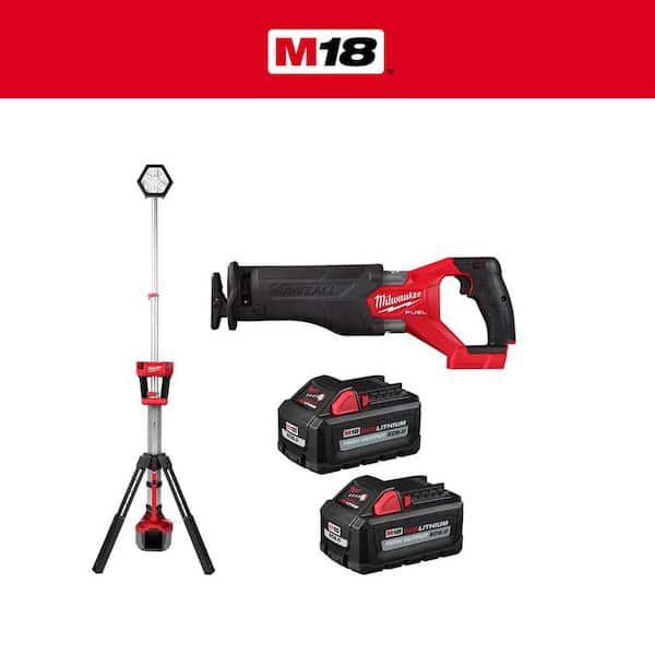Milwaukee M18 FUEL GEN-2 18-Volt Lithium-Ion Brushless Cordless SAWZALL w/Tower Light, Two 6 Ah HO Batteries