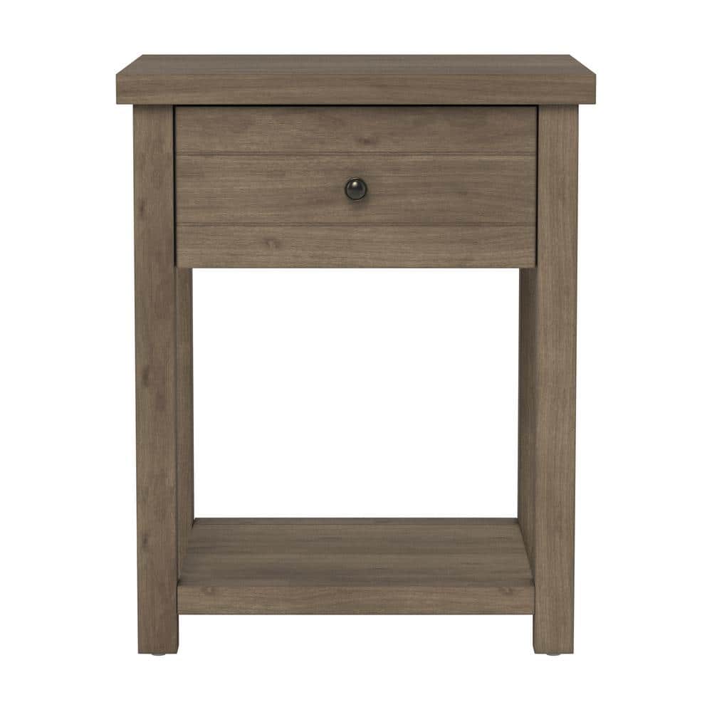 Knotty Gray Oak Rectangular Accent Table with Storage