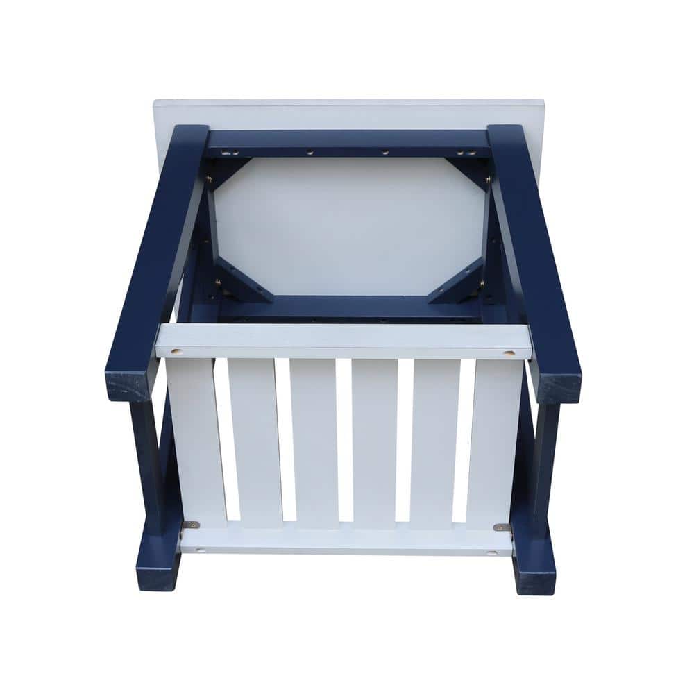 Surrey Solid Wood Rectangular End Table with Shelf - Antiqued Blue