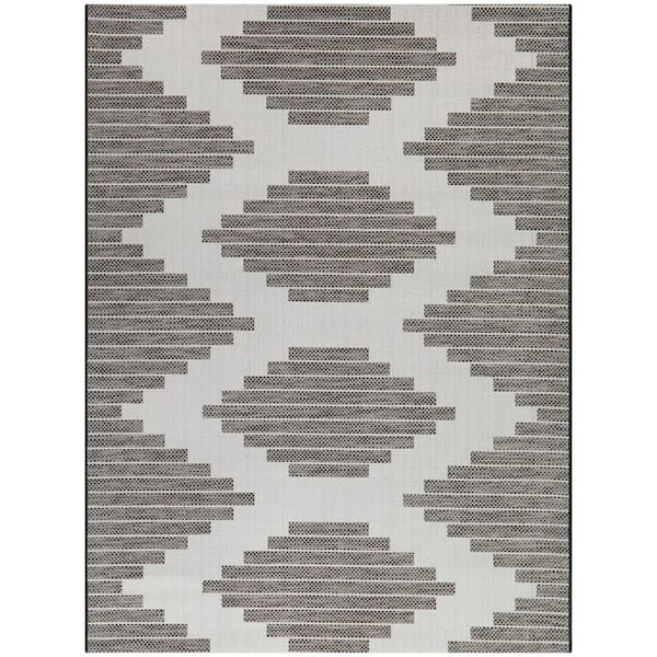 BALTA Victor Taupe 7 ft. 10 in. x 10 ft. Stripe Indoor/Outdoor Area Rug