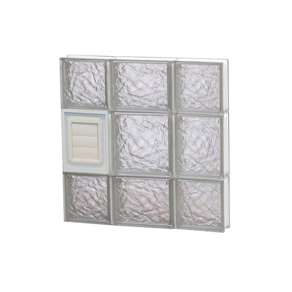 Clearly Secure 19.25 in. x 19.25 in. x 3.125 in. Frameless Ice Pattern Glass Block Window with Dryer Vent