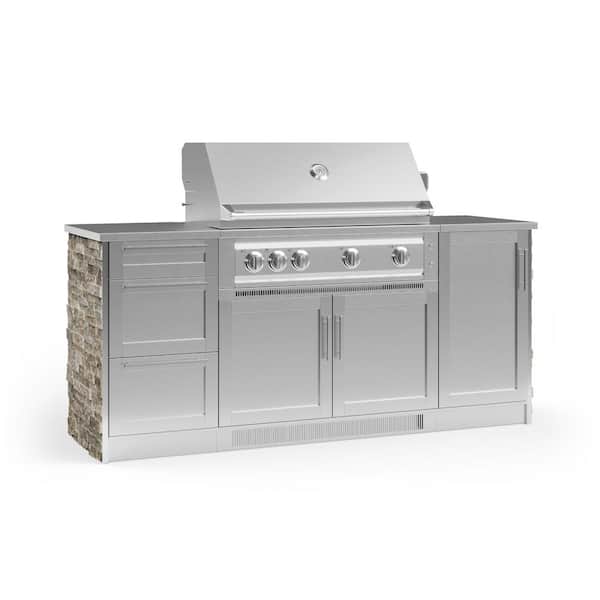 NewAge Products Signature Series 79.16 in. x 25.5 in. x 51 in. 6-Piece Outdoor Kitchen Cabinet Set with Natural Gas 40 in. Grill