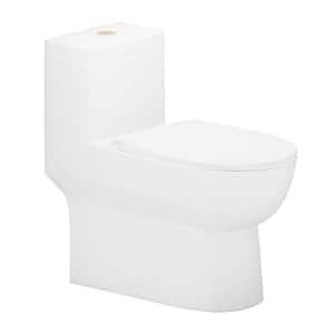 1-Piece 1.1/1.6 GPF Dual Flush Elongated Toilet in White Seat Included