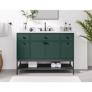 Paisley 48 in. Single Sink Everglade Green Bath Vanity with Cala White Engineered Stone Top