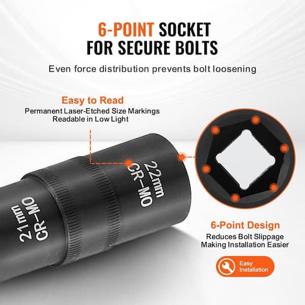 SKYSHALO Lug Nut Impact Socket Set, 1/2 in. Drive Metric and SAE 6