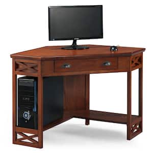 Corner 48 in.Oak Computer Writing Desk with Drop Front Keyboard Drawer