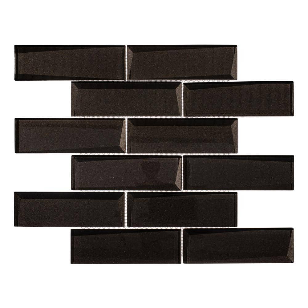 Daazen Black Polished Glass Mosaic Wall Tile Sheet