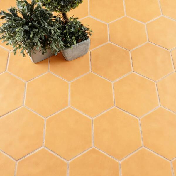 Merola Tile Palm Hex Mustard 6 In X 7, Capri Porcelain Wall & Floor Tile
