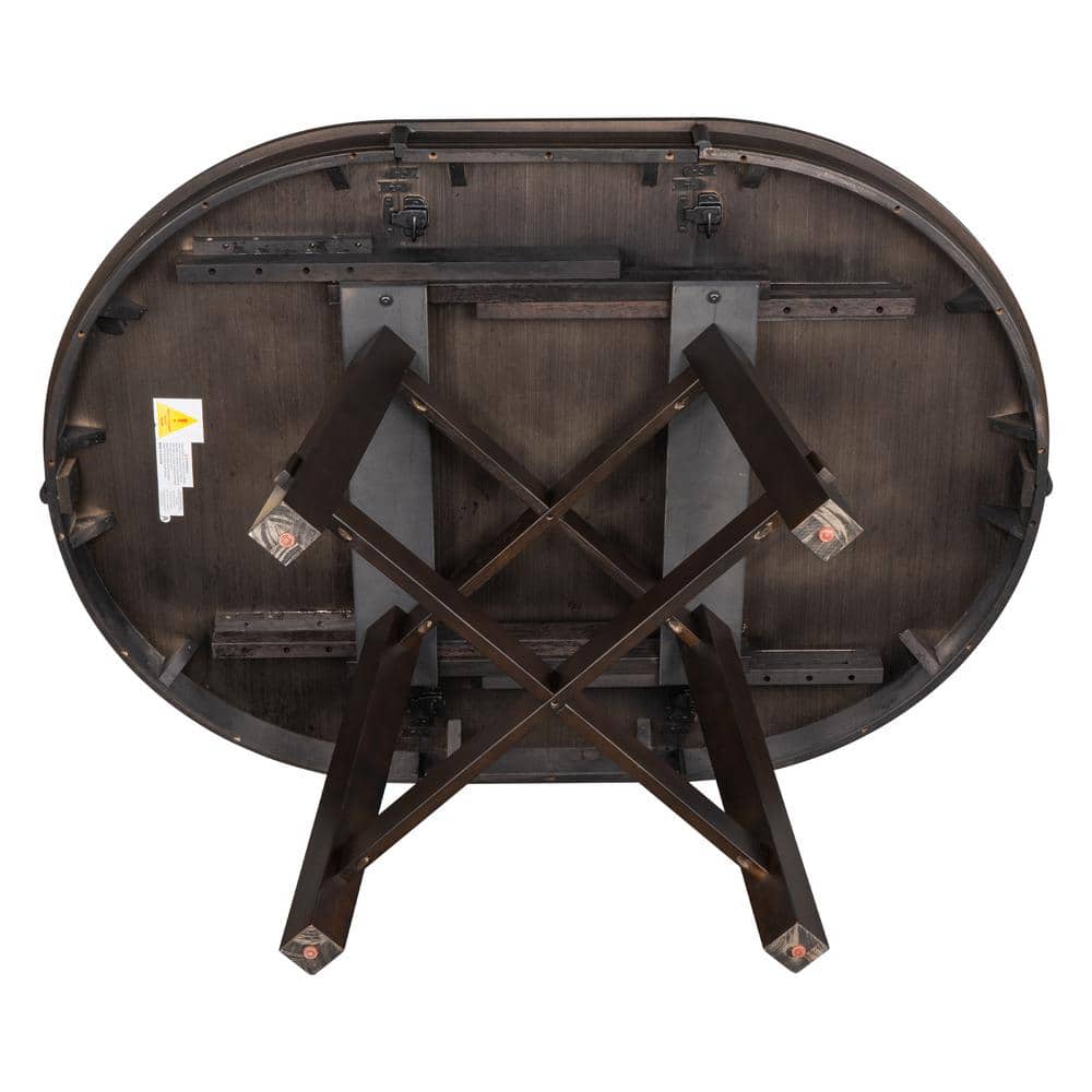 Espresso Wood Round Extendable Farmhouse Dining Table