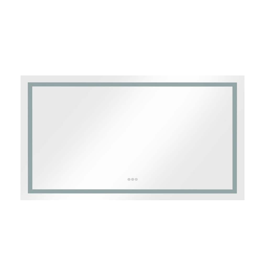 YASINU 72 in. W x 36 in. H Rectangular Frameless Anti-Fog LED Light Wall Bathroom Vanity Mirror Front Light with Dimmer, Classic -  SM30007