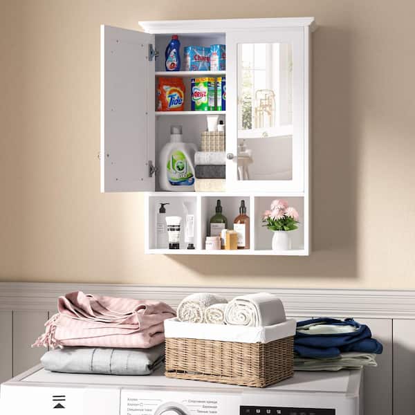 23.6 in. W x 7.5 in. D x 30.4 in. H Oversized Bathroom Storage Wall Cabinet in White