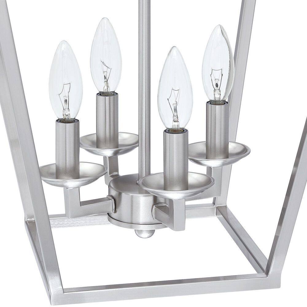 Brushed Nickel 4-Light Geometric Lantern Pendant Chandelier