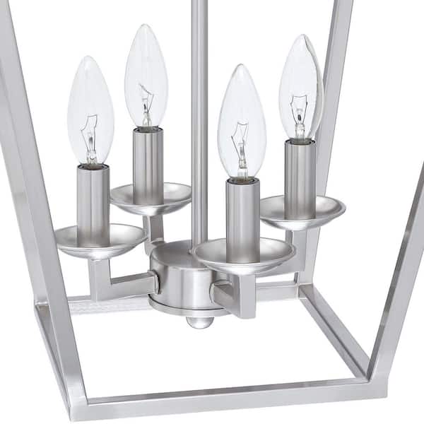 Uixe 12 in. 4-Light Brushed Nickle Chandeliers Geometric