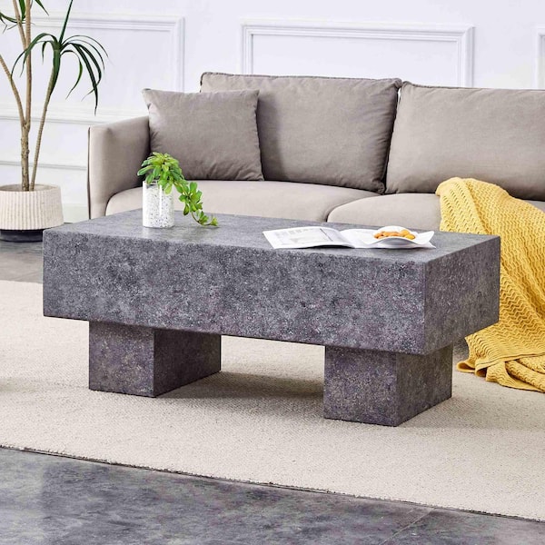Polibi 43.3 in. Gray Rectangle MDF Coffee Table