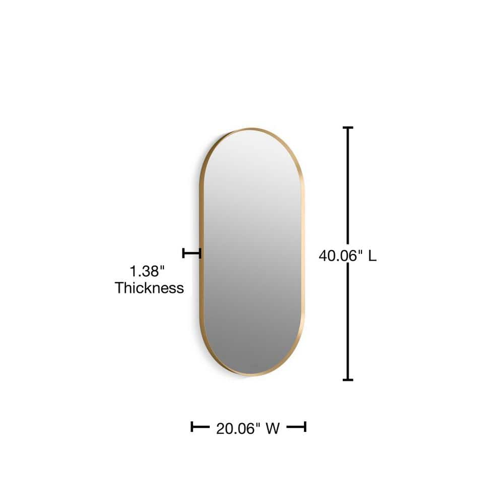 Essential Elegance 40" x 20" Brushed Gold Metal Framed Vanity Mirror