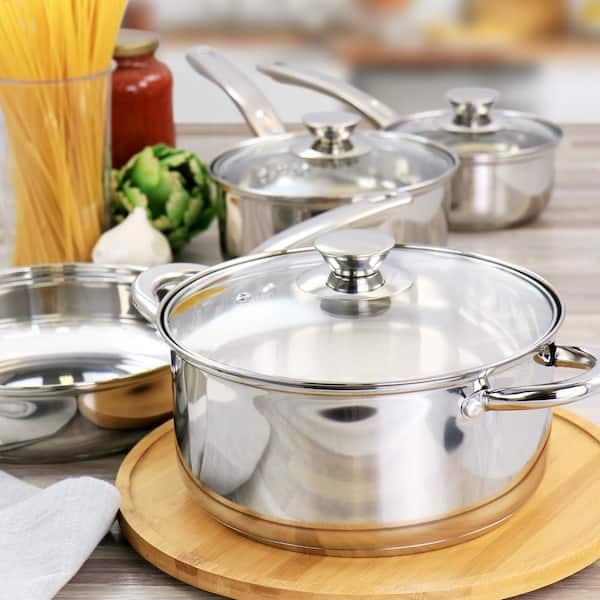 Gibson Home Cuisine Select Abruzzo 12 Piece Stainless Steel Cookware Set  Silver - Office Depot
