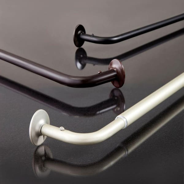 Eclipse 48 - 86 in. Adjustable 5/8 in. Room Darkening Wrap Around Single Curtain Rod in Espresso