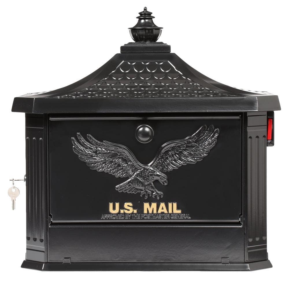 Hamilton Black Cast Aluminum Locking Post Mount Mailbox