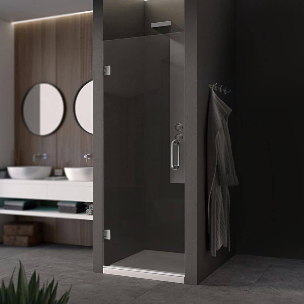 28" x 80" Frameless Clear Glass Pivot Shower Door with Chrome Finish