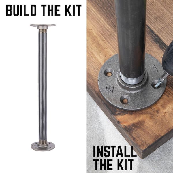 PIPE DECOR 1 in. x 1.5 ft. L Black Steel Pipe Flange Table Leg Kit