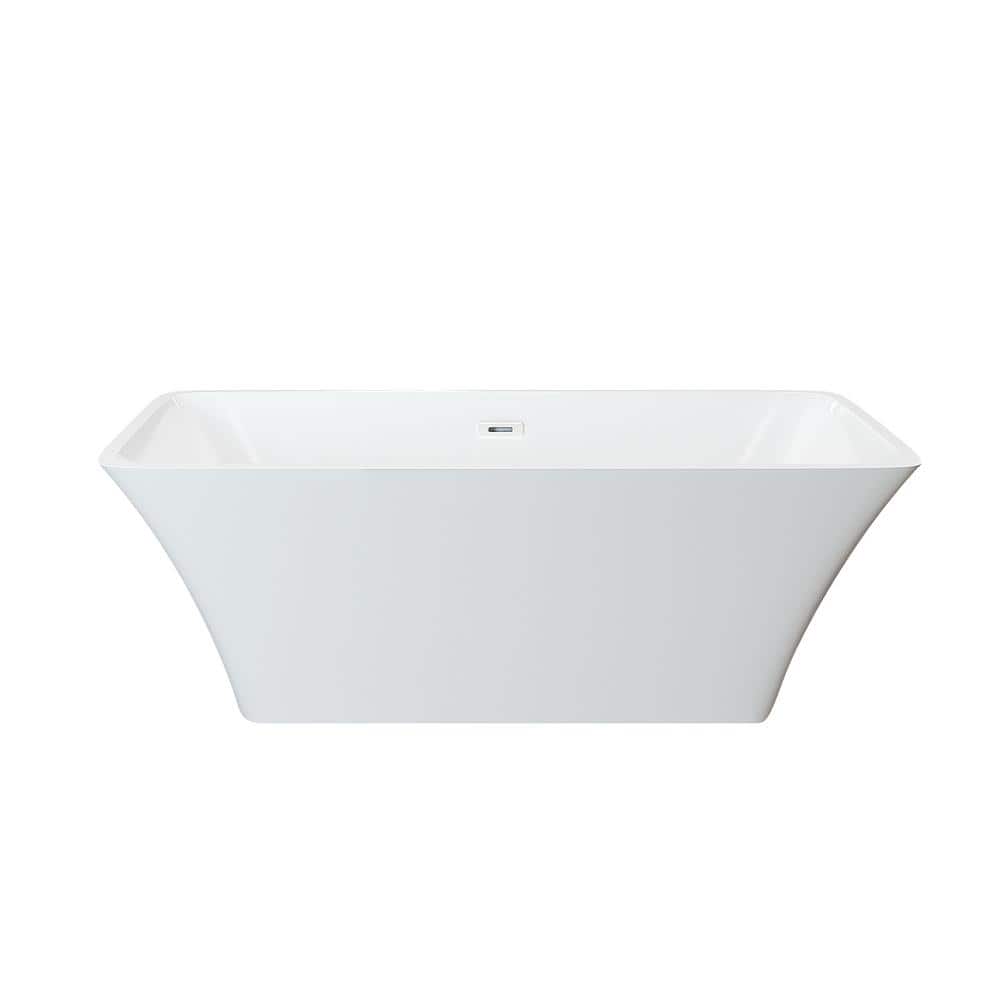 Satico 67 in. Special Rectangle Acrylic Freestanding Soaking SPA Tub Flatbottom Non-Whirlpool Bathtub in White -  SCT6720-11
