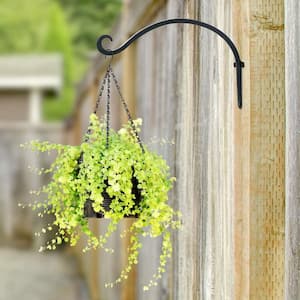 12 in. Hanging Plant Hanger Outdoor Metal Bird Feeder Wall Hooks Black Plant Bracket Hook (4-Pieces)