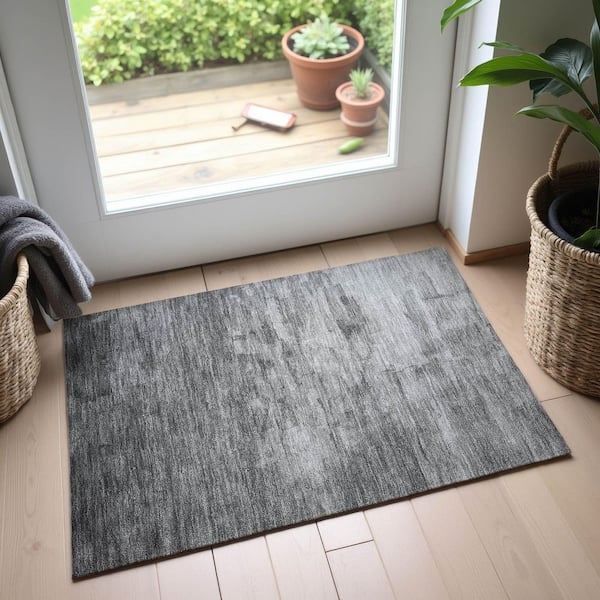 Mayfield Premium Machine Washable Abstract AMF1465 Gray 2 ft. x 3 ft. Area Rug