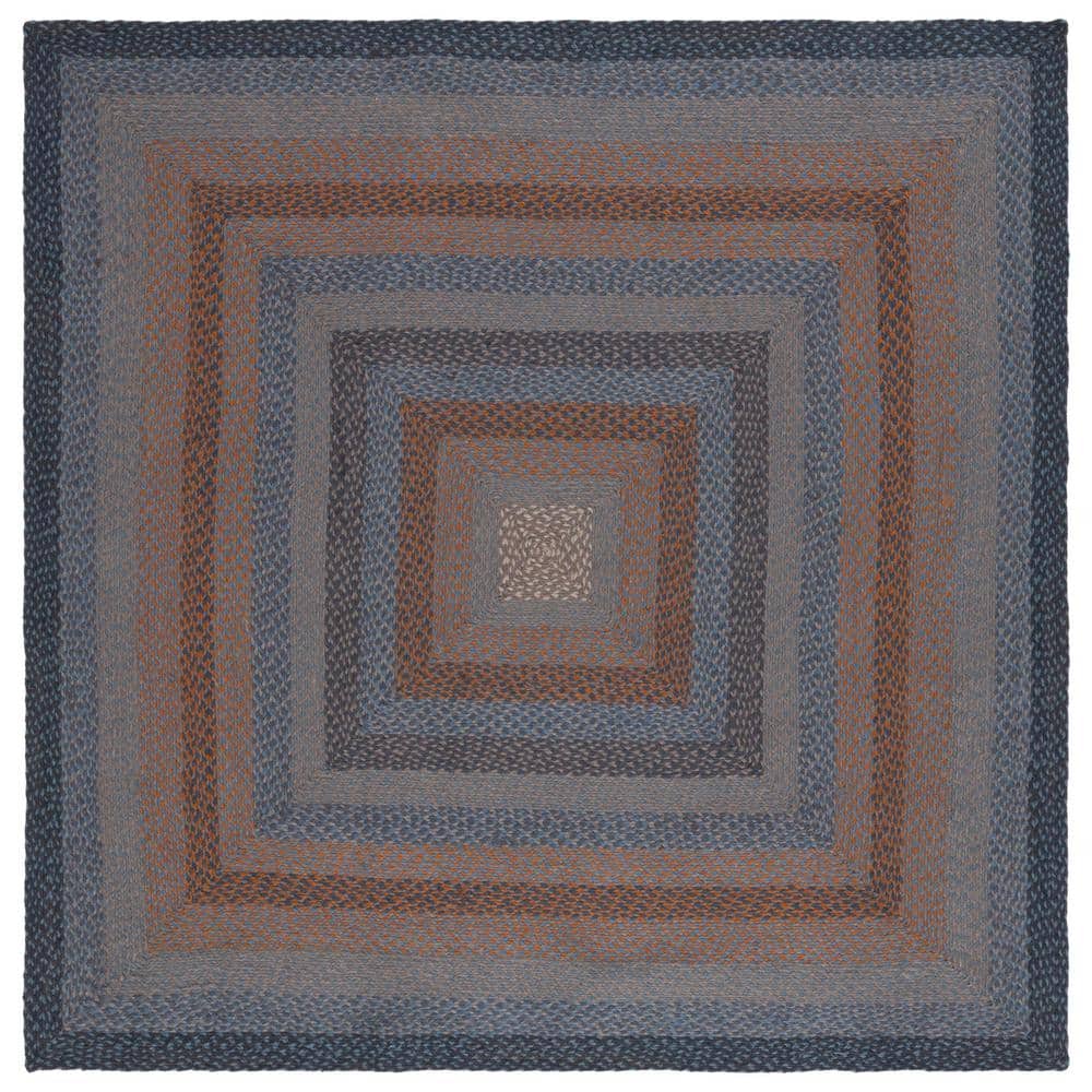 Braided Gray Brown 6 ft. x 6 ft. Border Striped Square Area Rug price history on PriceWatchPro