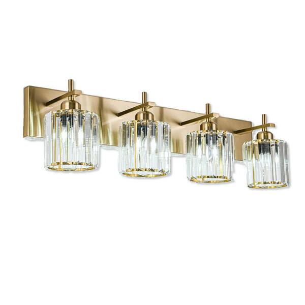 EDISLIVE Orillia 28 in. 4Light Gold Bathroom Vanity Light with Crystal