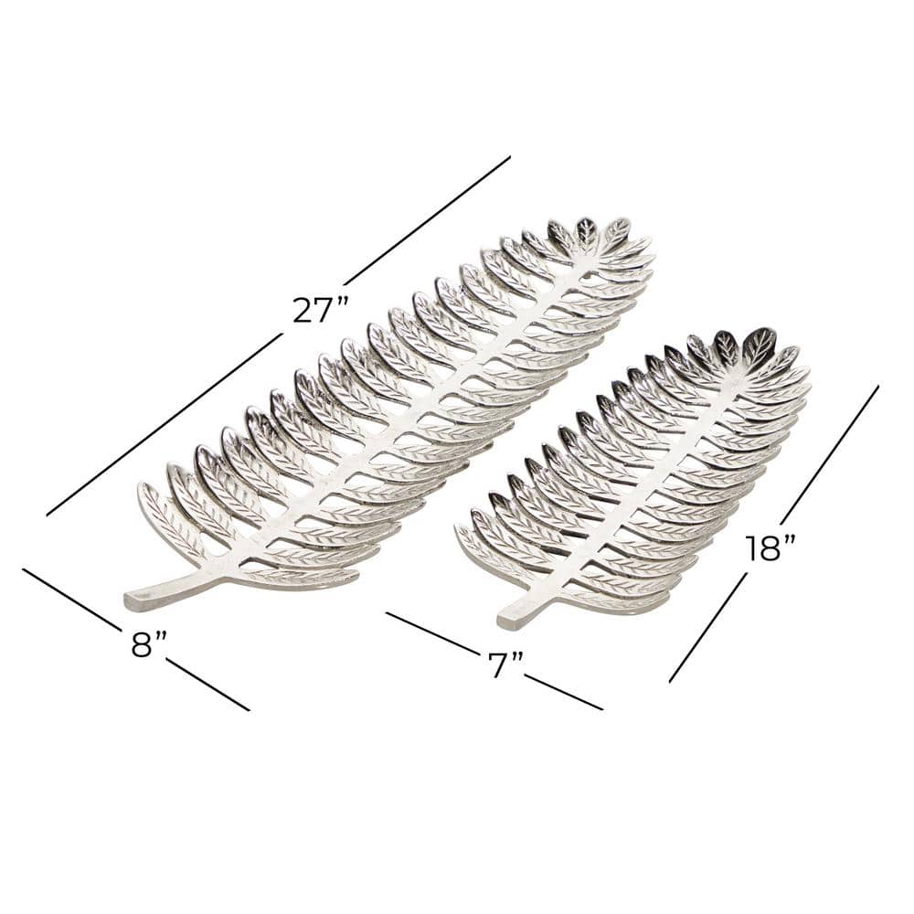 Silver Aluminum Leaf Shaped Decorative Tray Set