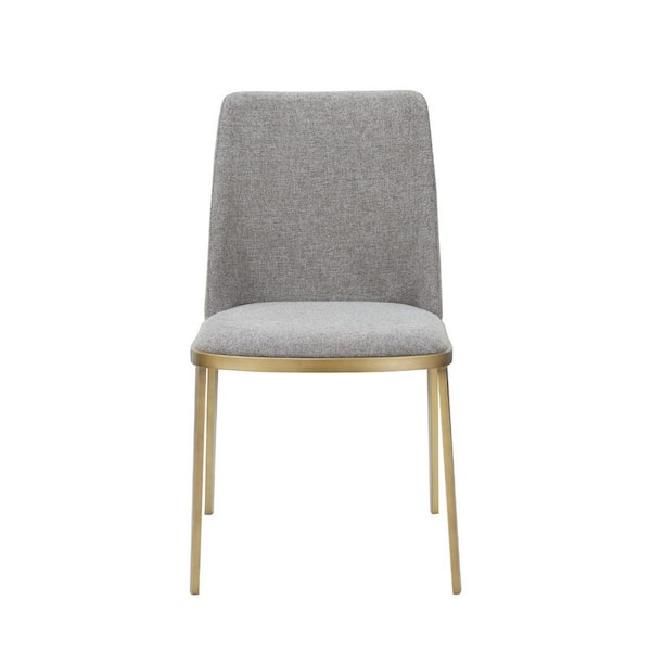 Brent Light Grey Fabric and Brass Dining Chair Set of 2