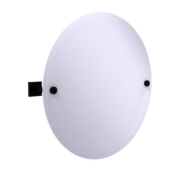 Allied Brass Montero Collection Contemporary Frameless Round Tilt Mirror with Beveled Edge in Matte Black