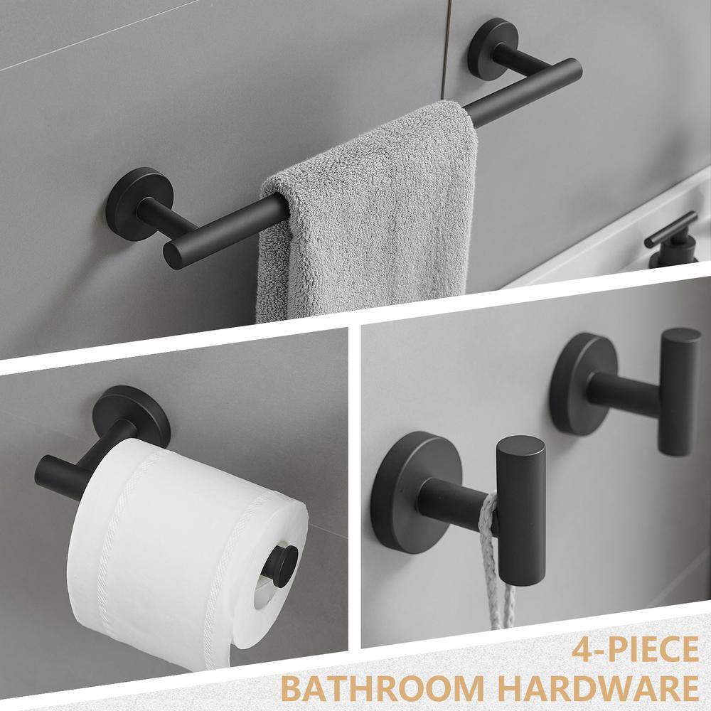 Matte Black Stainless Steel 4-Piece Bathroom Hardware Set