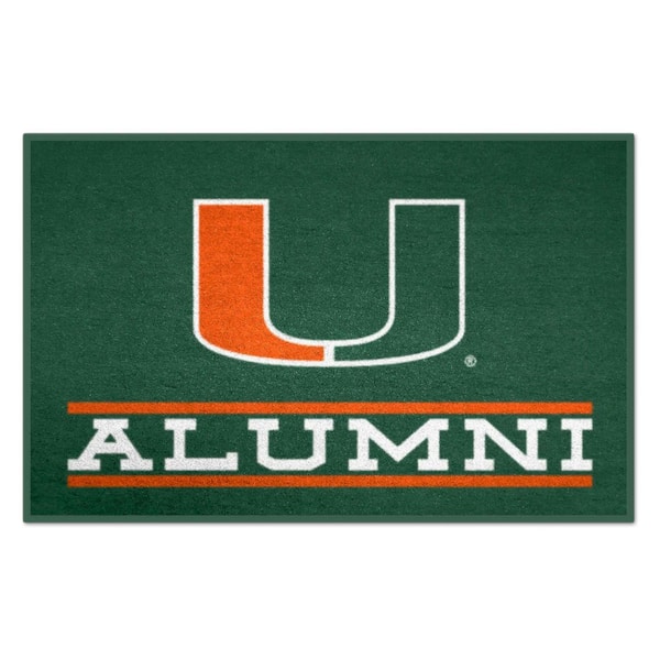 FANMATS Miami Hurricanes Alumni Green 1.5 ft. x 2.5 ft. Starter Area Rug