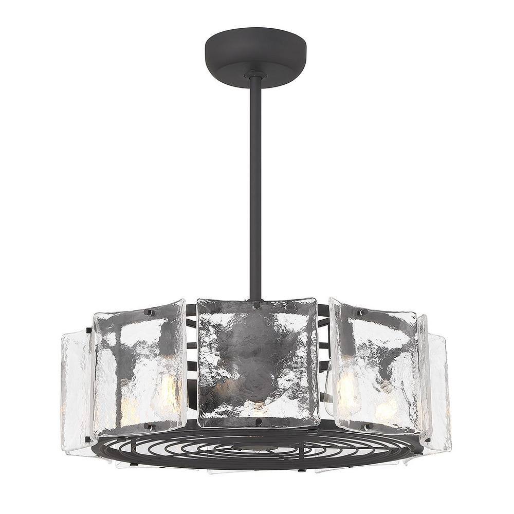Matte Black 27" LED Chandelier Fan with Clear Glass