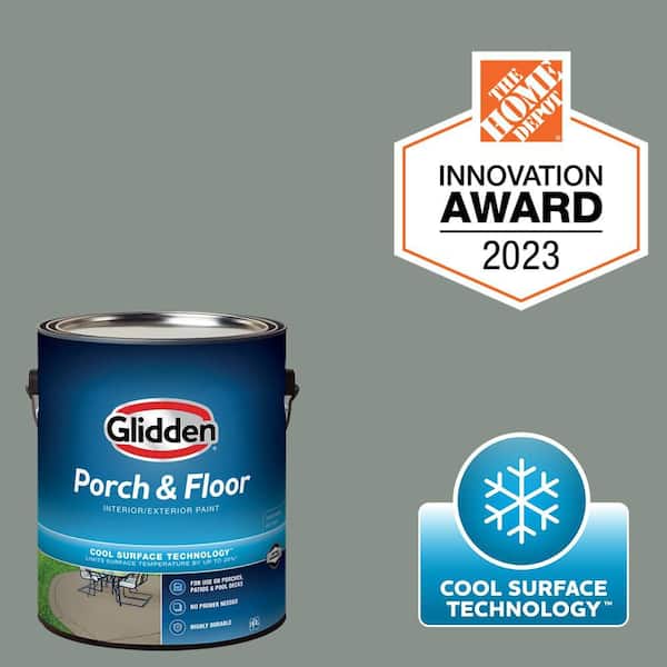 Glidden Porch and Floor 1 gal. PPG1033-5 Gray Heron Satin Interior/Exterior Porch and Floor Paint with Cool Surface Technology