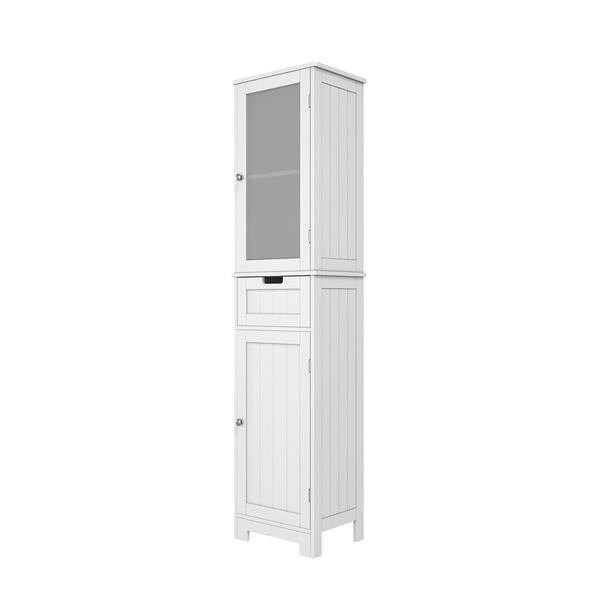 LORDEAR 16.5 in. W x 14.2 in. D x 63.8 in. H White Linen Cabinet