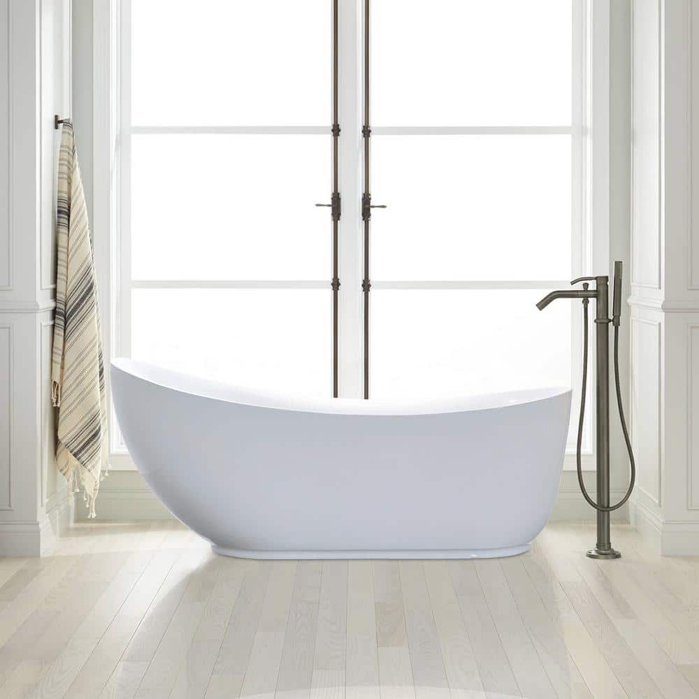 71'' White Acrylic Freestanding Soaking Bathtub