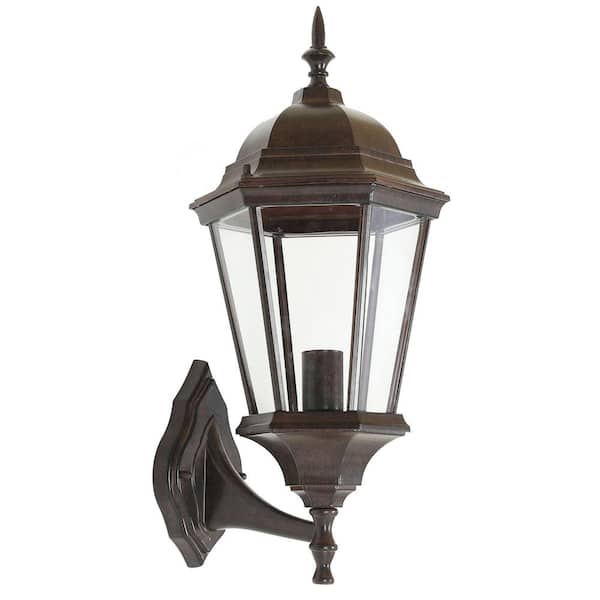 LuxenHome Aged Copper Aluminum Finish Metal Outdoor Wall Lantern Sconce Light