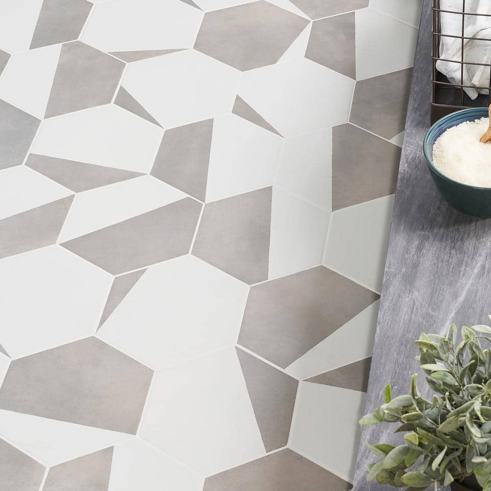 GeoHex Burst 8" Hexagon Matte Porcelain Floor and Wall Tile