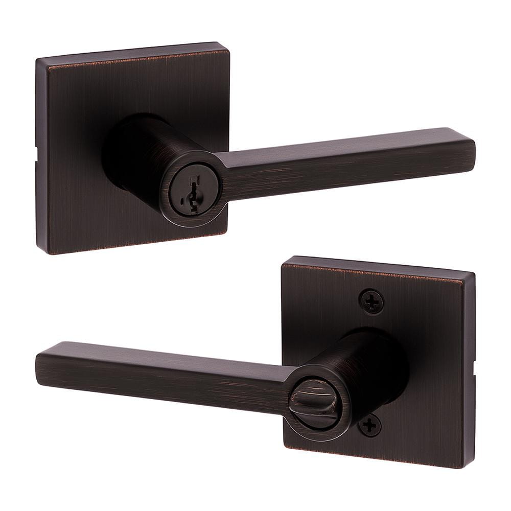 Kwikset Halifax Square Venetian Bronze Keyed Entry Door Handle