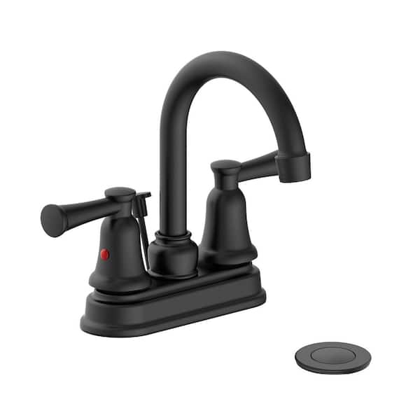 Glacier Bay Lisbon 4 in. Centerset 2-Handle High-Arc Bathroom Faucet in Matte Black