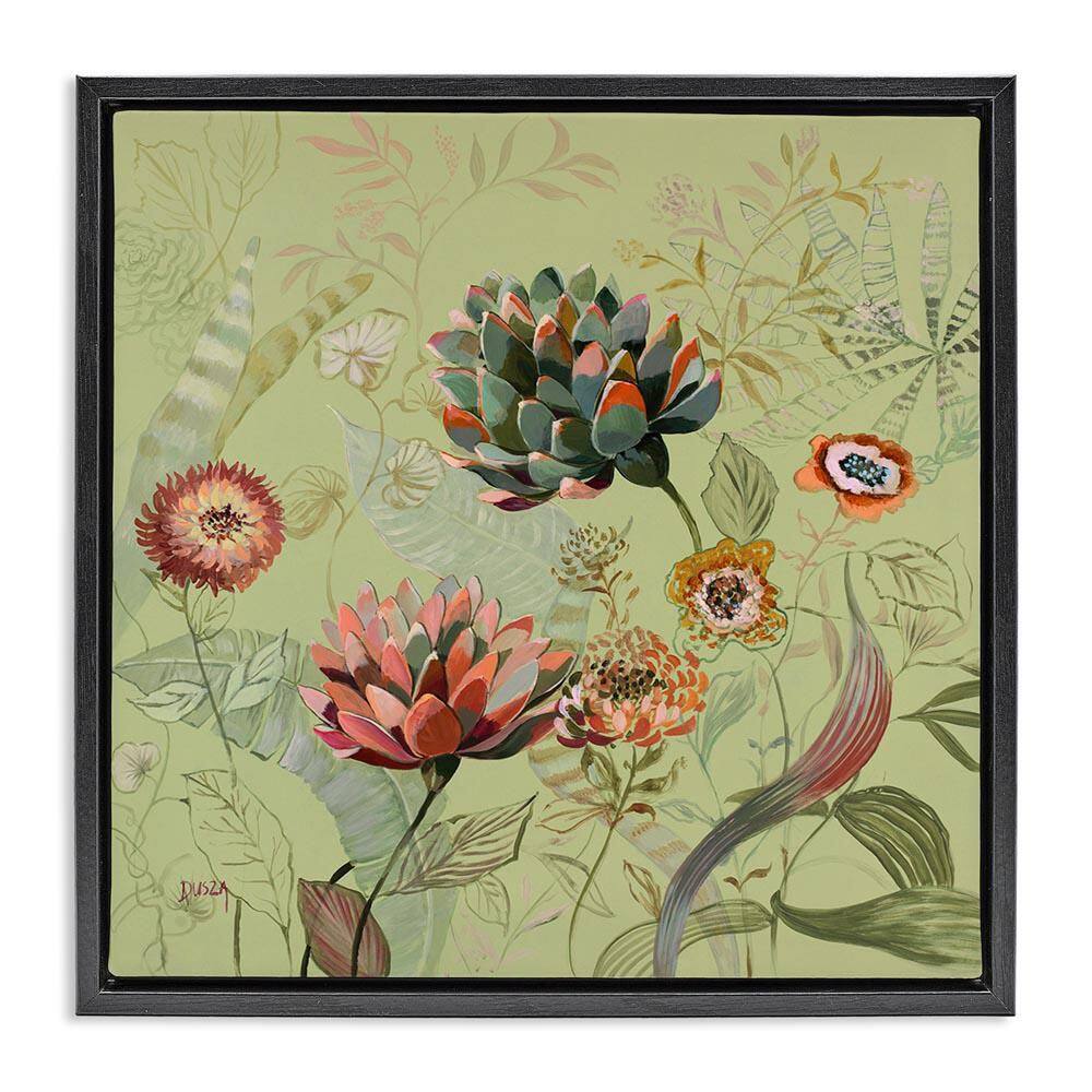 Traditional Vintage Foliage by Dusza Black Floater Frame Nature Graphic Art Print 18 in. x 18 in. price history on PriceWatchPro