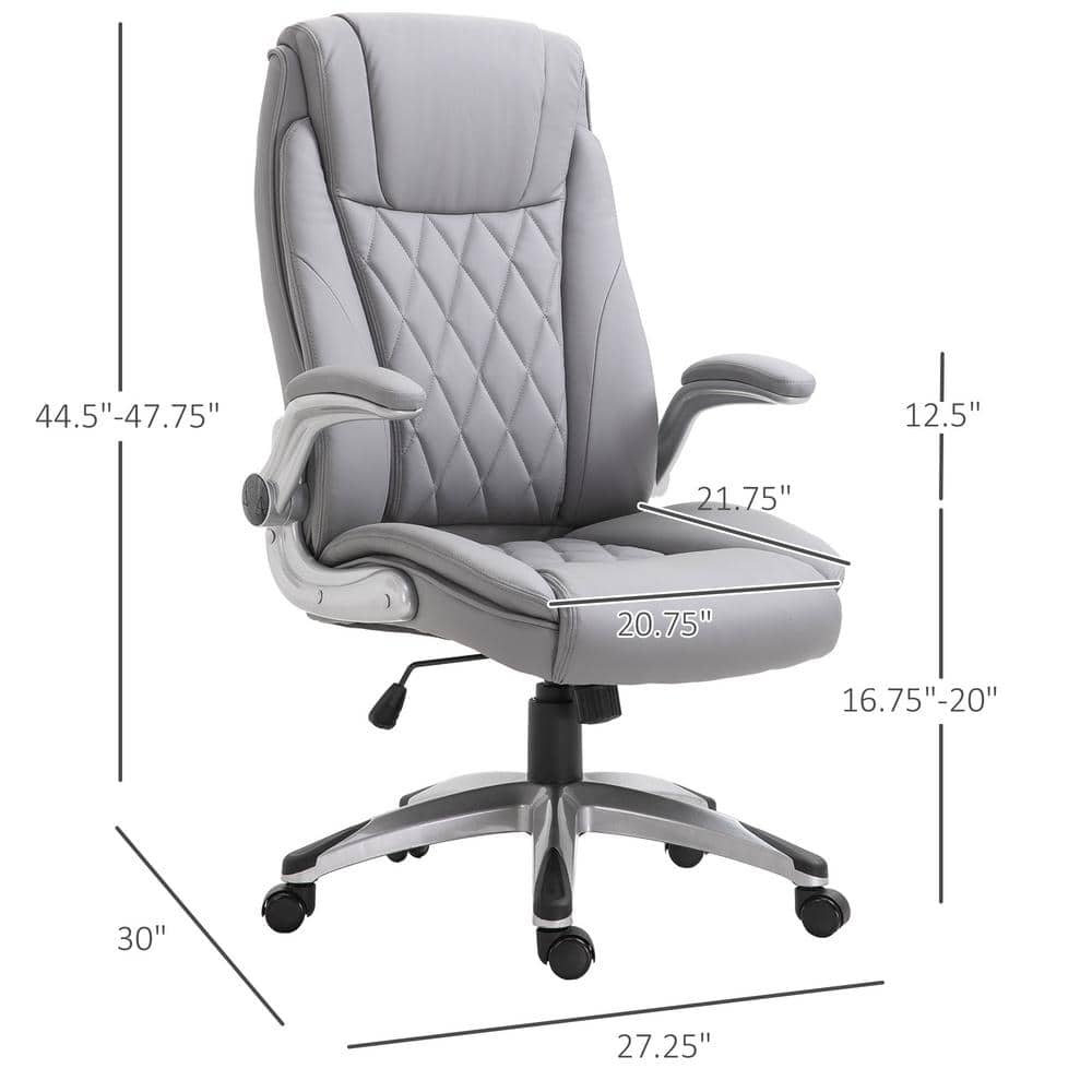 Gray Luxe Ergonomic High-Back Swivel Office Chair with Adjustable Arms